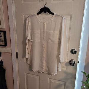 Van Heusen Cream Blouse with 3/4 Sleeves